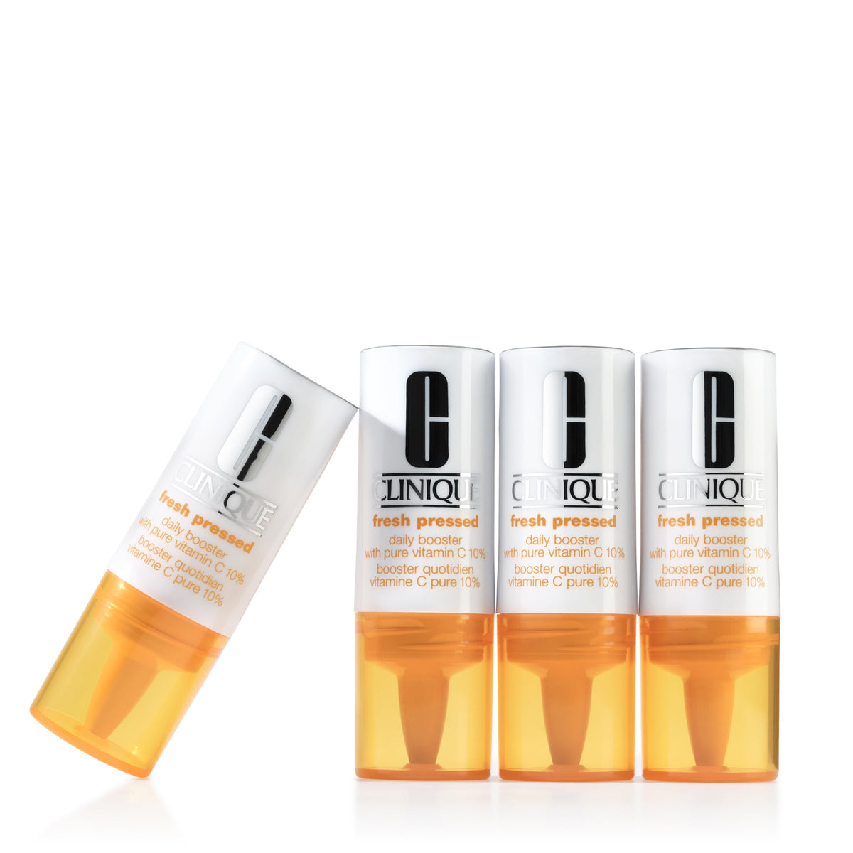 clinique booster front view shows compact vial and clear labeling, brightening benefits