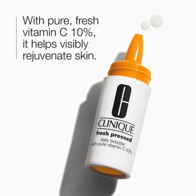 clinique booster activation closeup reveals sealed powder chamber, ensures fresh potency