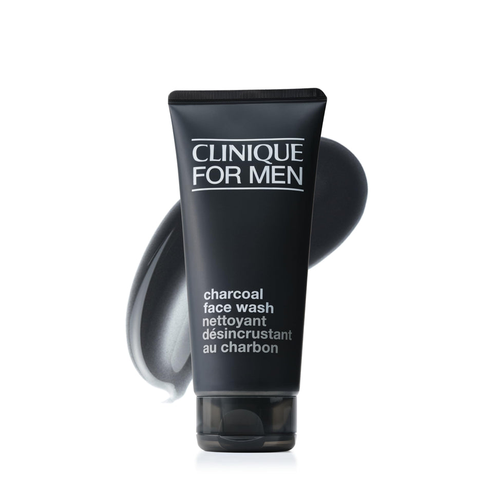 Clinique charcoal face wash front packaging showing clean design and easy use benefit