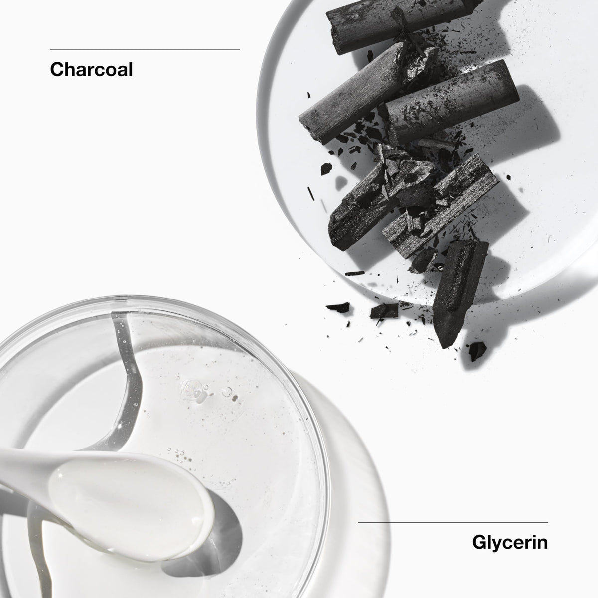 Clinique charcoal face wash dispensed on hand showing recommended amount and control