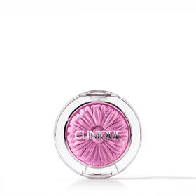 Clinique Cheek Pop front pan showing Pansy Pop vibrant color and compact design benefit
