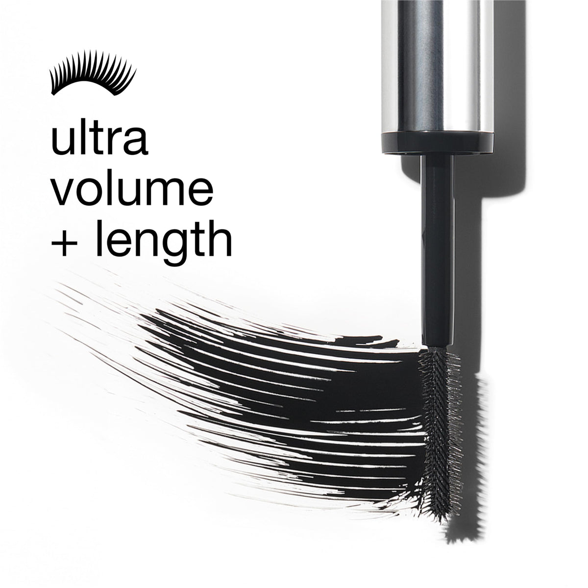 Clinique Chubby Lash on model closeup showing fanned lashes, highlights visible fullness