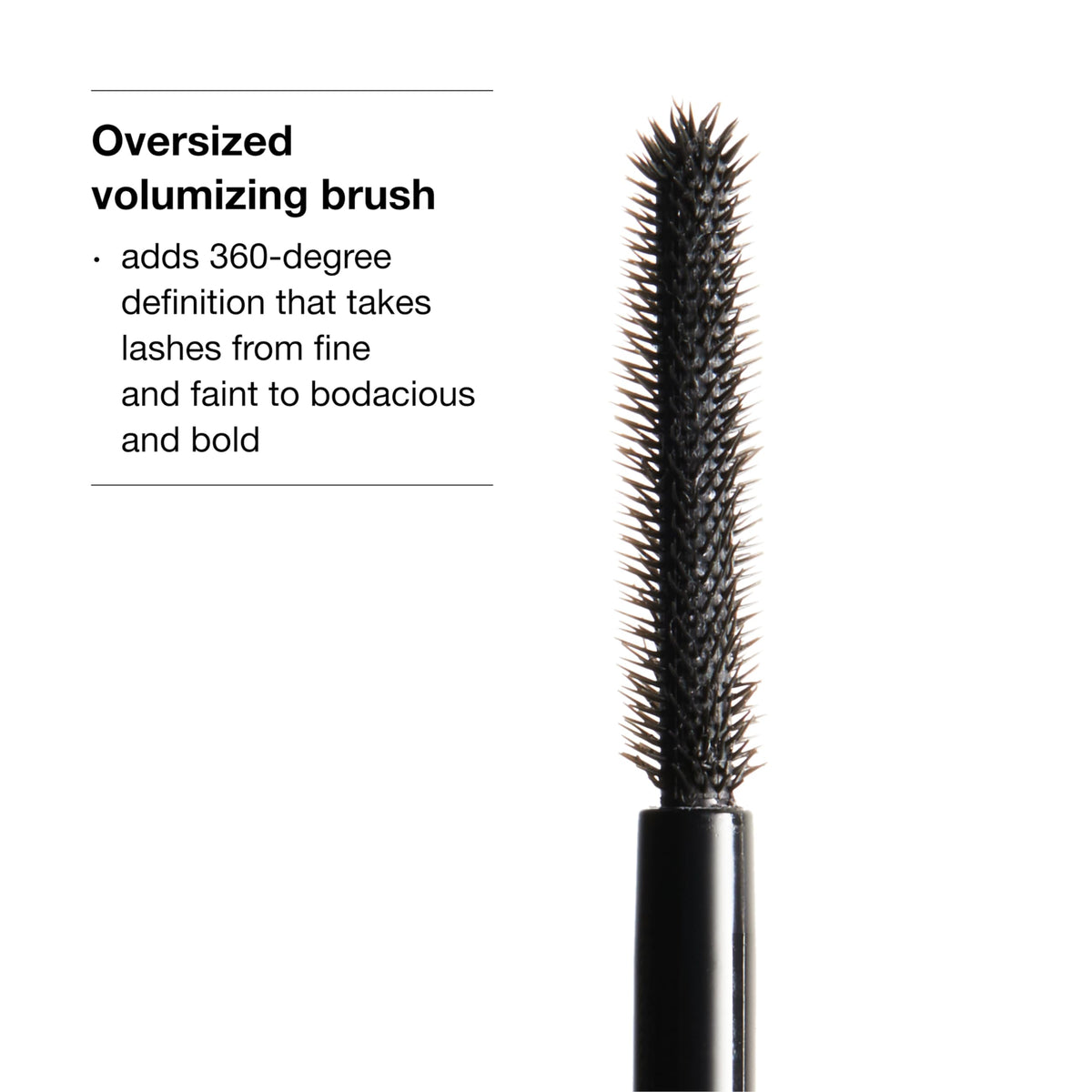 Clinique Chubby Lash rich black texture swipe on white, demonstrates buildable pigment