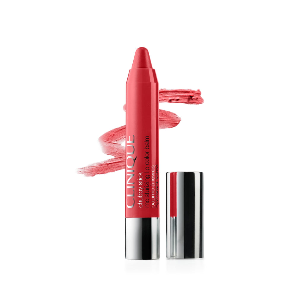 Clinique Chubby Stick front packaging showing shade Mighty Mimosa and benefits