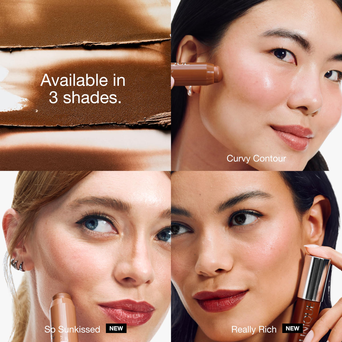 Clinique Chubby Stick being blended on cheek for natural-looking contour benefit