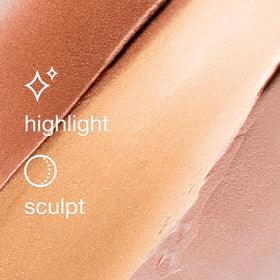 Clinique Chubby Stick swatched over foundation to show buildable coverage and glow