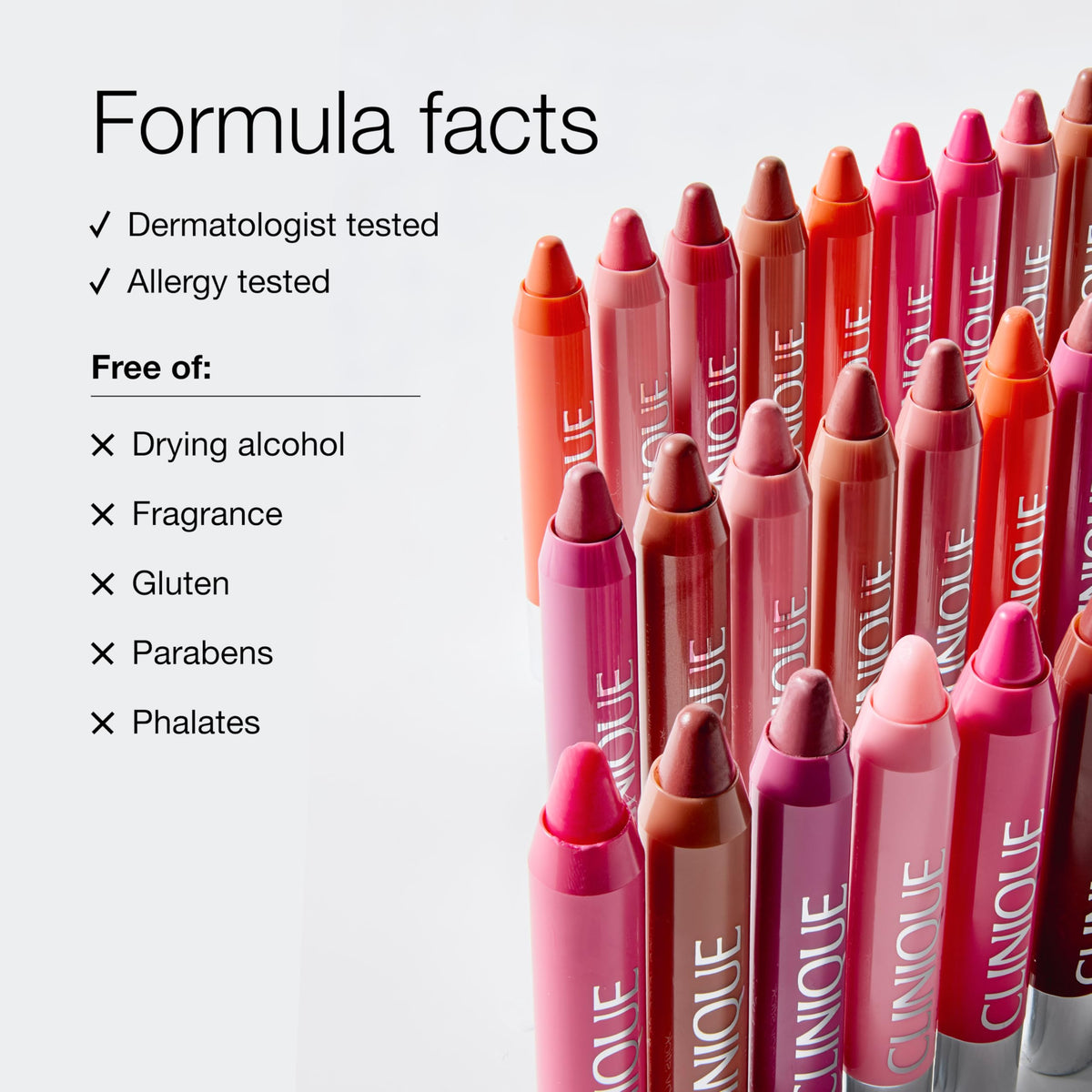 Clinique chubby stick beside shea and mango butter visuals suggesting nourishing ingredients