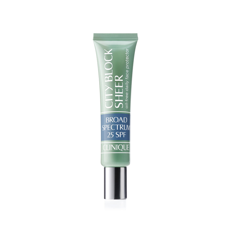 Clinique City Block front tube showing sleek packaging and SPF benefit