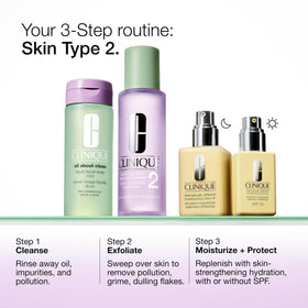 Clinique product staged in bathroom routine showing seamless daily twice-daily use