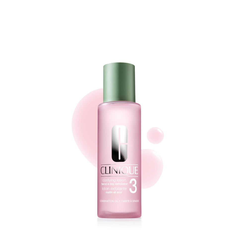 Clinique Clarifying Lotion 3 front packaging shows clean bottle, clarifies purpose