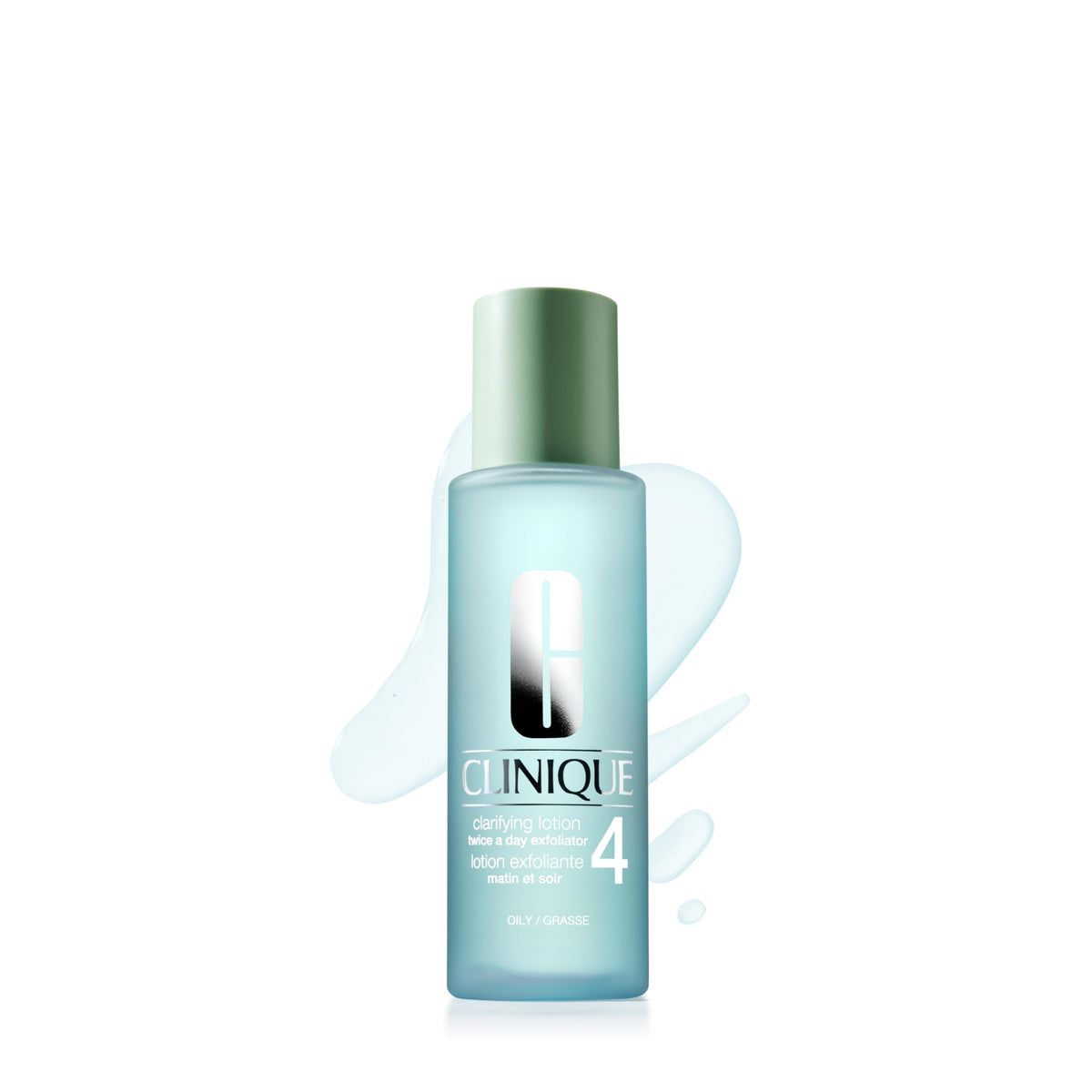 Clinique bottle front packaging showing Clarifying Lotion 4 for oily skin benefits