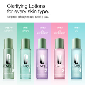 Clinique lotion on cotton pad showing gentle exfoliation benefit for clearer skin