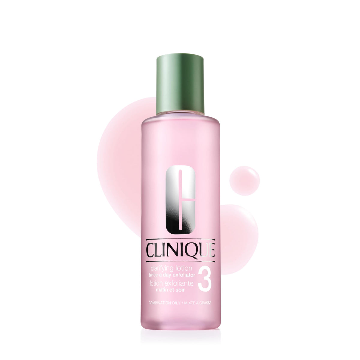 Clinique front bottle view showing label and product benefit for clearer skin