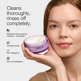 Clinique balm texture close-up highlighting smooth balm and easy melting