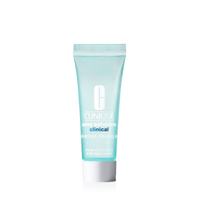 Clinique front packaging showing mini clearing gel tube and compact design benefit