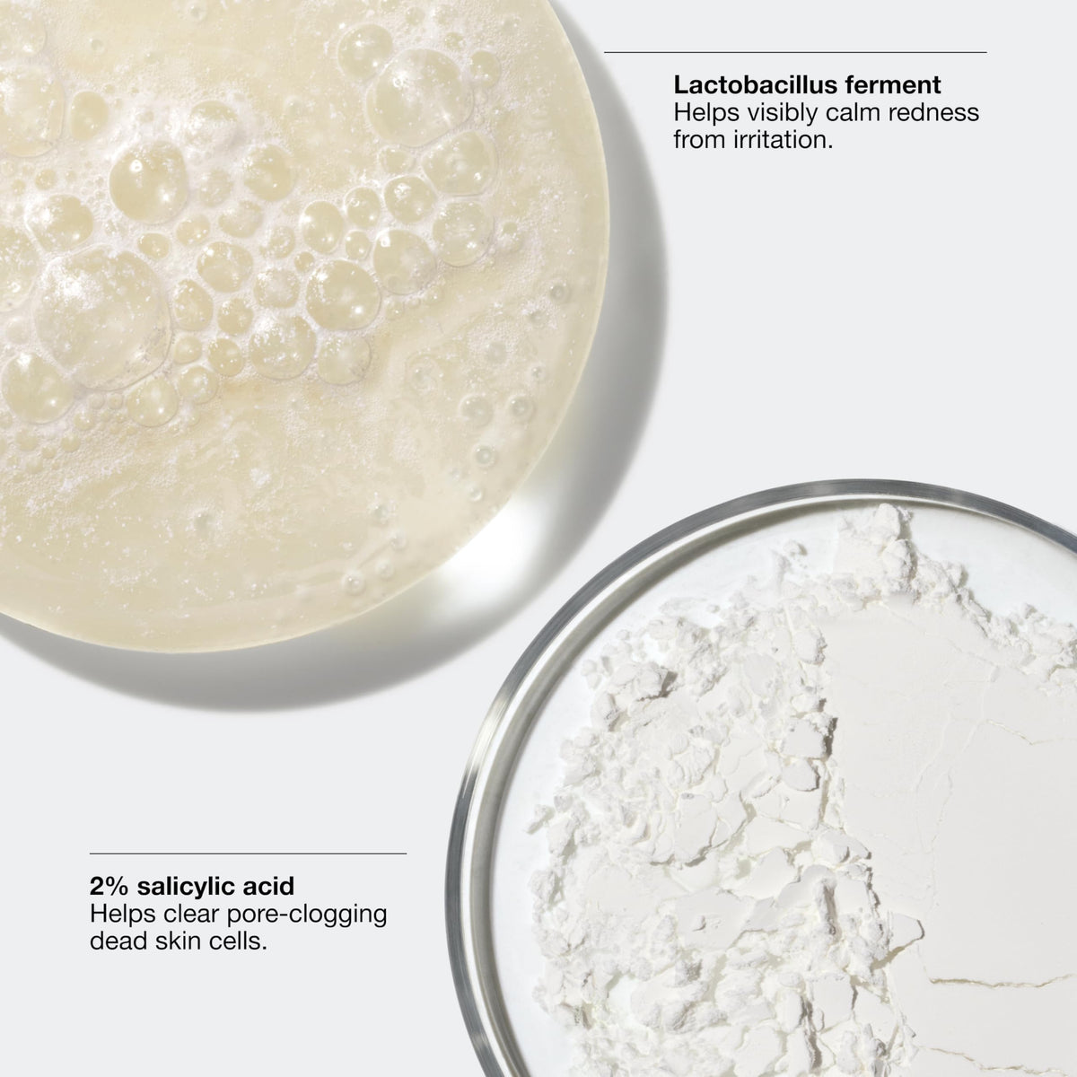 Clinique ingredient panel close-up highlighting salicylic acid and witch hazel benefit