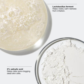 Clinique ingredient panel close-up highlighting salicylic acid and witch hazel benefit