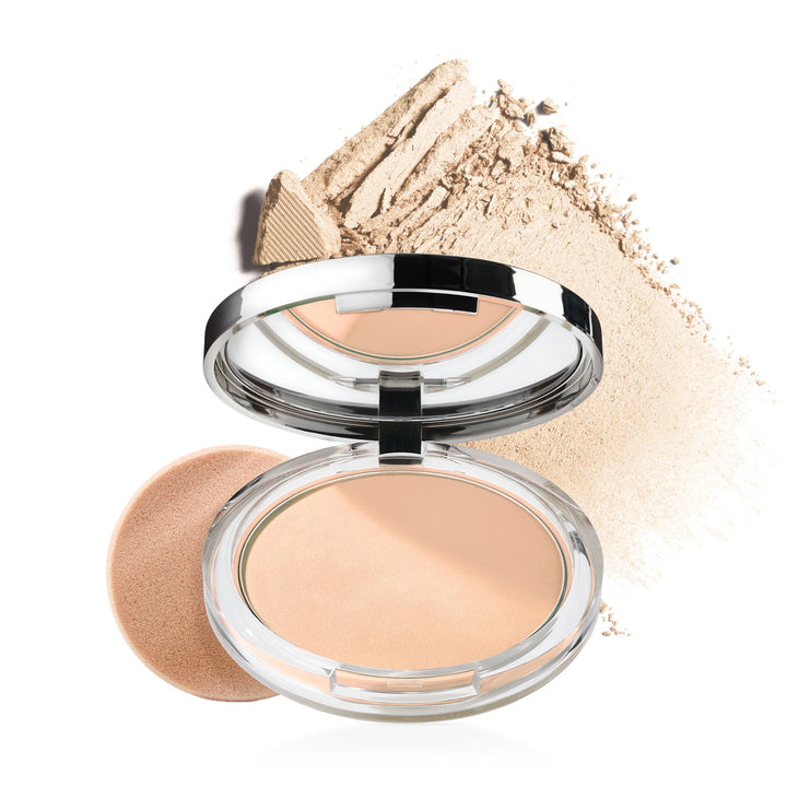 Clinique compact front view showing sleek packaging and travel convenience