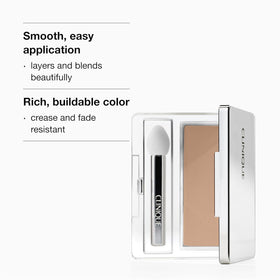Clinique open compact with mirror and applicator offering on‑the‑go touchups