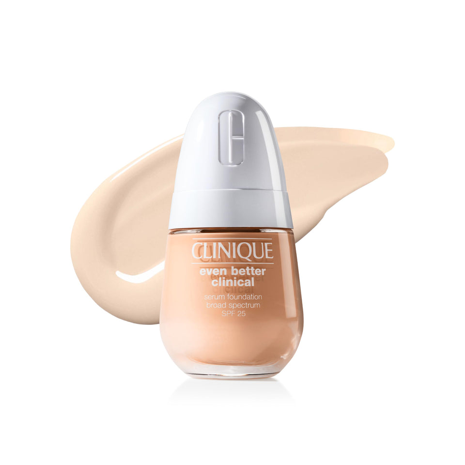 Clinique front packaging showing bottle and label, clarity of product information and benefit