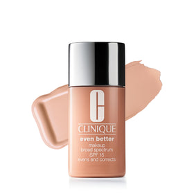 Clinique Even Better front bottle showing label and Bisque shade benefit of easy-pour application