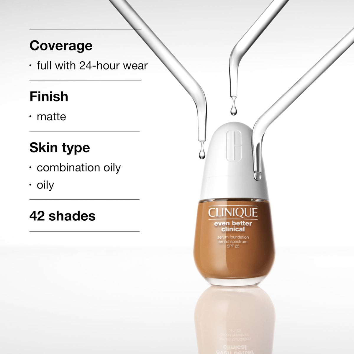 Clinique alabaster shade bottle against neutral background, helps color-match selection