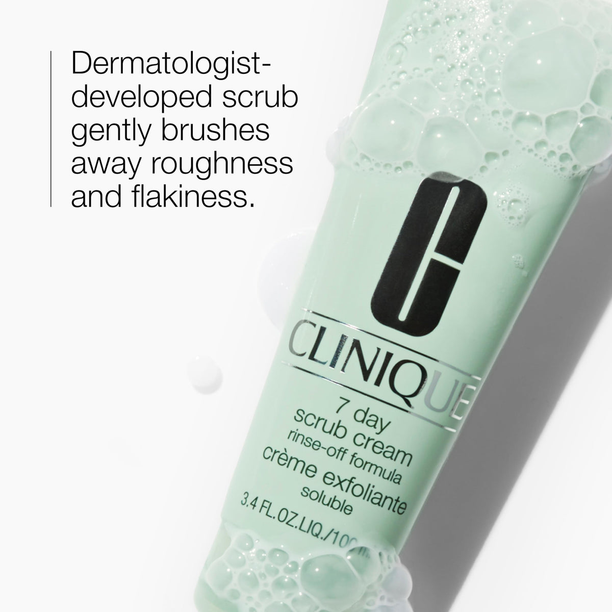 Clinique creamy exfoliator texture close-up demonstrating smooth application