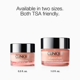 Clinique mini eye cream on bathroom shelf in everyday skincare routine
