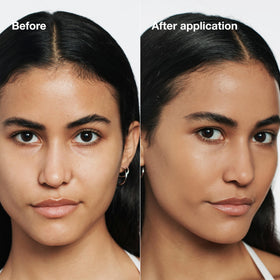 Clinique foundation applied on hand, demonstrates blendable full coverage