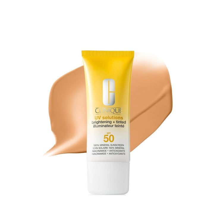 Clinique front tube showing medium tint and SPF 50 protection benefit