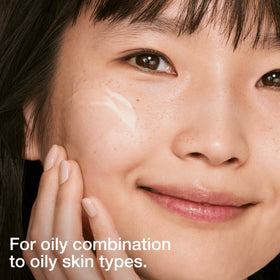 Clinique gel being applied to hand, illustrates non-greasy feel and quick absorption