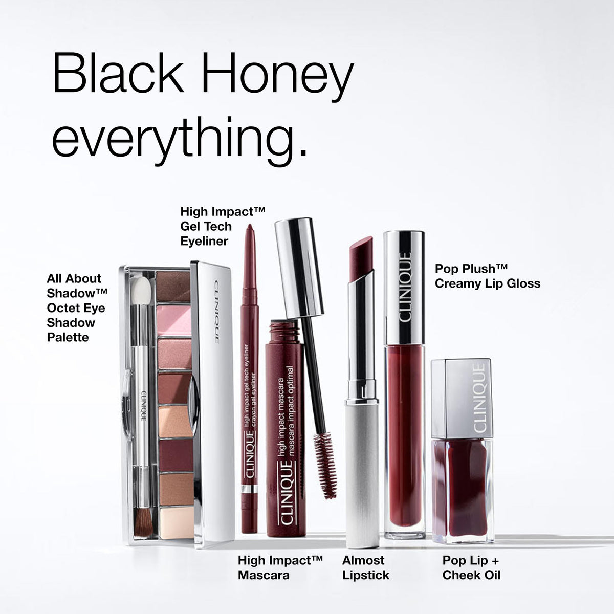 Clinique eyeliner in a makeup bag lifestyle shot showing everyday convenience