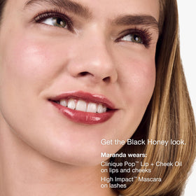 Clinique mascara applied on model eyes displaying lifted lashes and enhanced eye focus