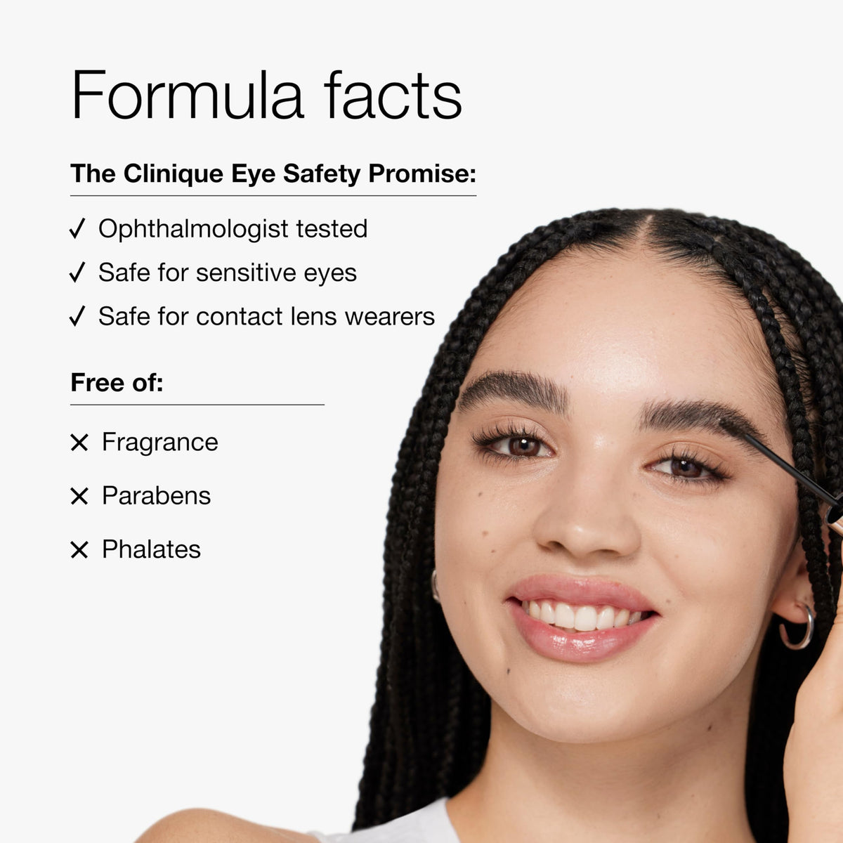Clinique product applied on brow demonstrating tint and natural fuller look