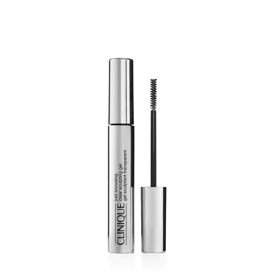 Clinique front packaging showing clear brow gel, polished brows benefit