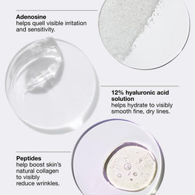 Clinique ingredient label close-up featuring peptides and hyaluronic acid benefits