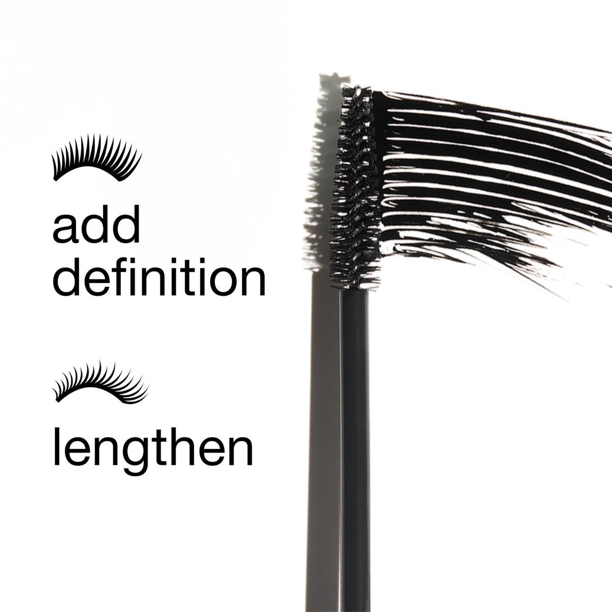 Clinique application on eye illustrating defined length and separation