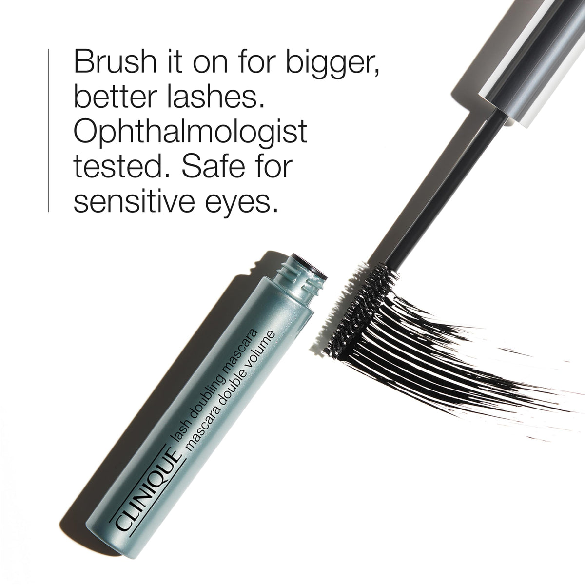 Clinique tapered brush close-up revealing precision tip for fine lashes