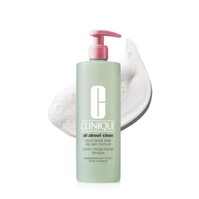Clinique bottle front packaging showing branding and benefits