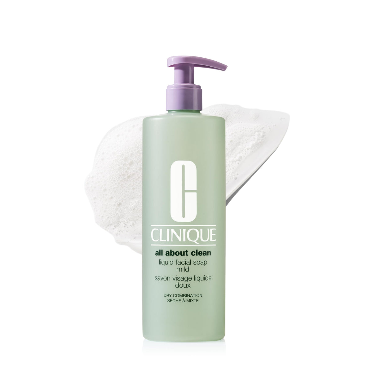 Clinique liquid facial soap mild front packaging showing clean design and confidence