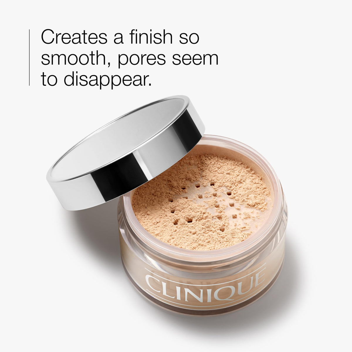 Clinique open sifter and loose powder demonstrating controlled dispensing benefit