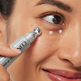 Clinique metal applicator close-up delivering cool massage and precise application