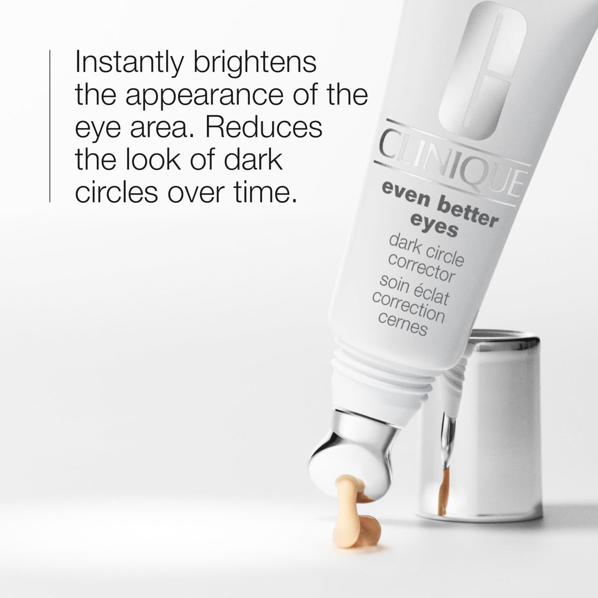 Clinique metal tip applicator close-up offering cooling massage for soothing under-eyes