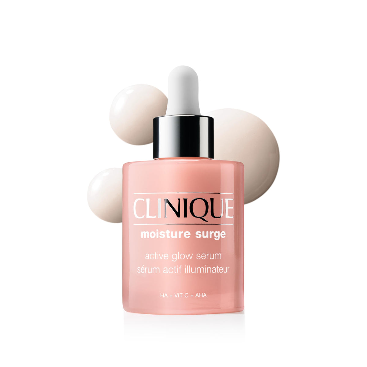 Clinique front packaging of Active Glow Serum showing product name and size benefits