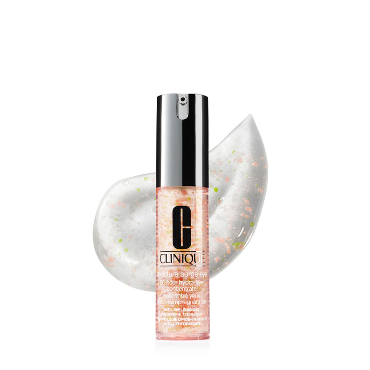 Clinique front packaging showing the moisture surge eye mini jar and branding for confident travel use