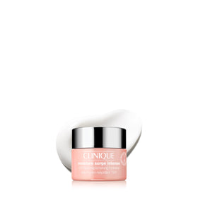 Clinique Moisture Surge front jar showing compact travel packaging and hydration benefit