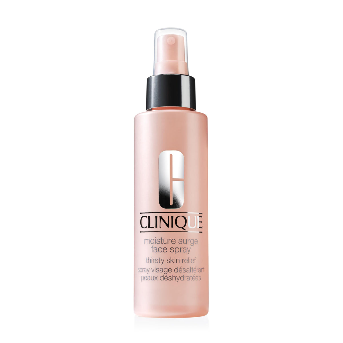 Clinique Moisture Surge front packaging showing bottle and label for quick identification and trust