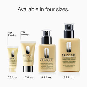Clinique open bottle showing pour to view silky lotion consistency