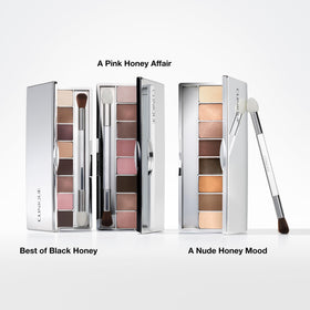 Clinique palette next to lipstick showing scale and coordination with Black Honey tones