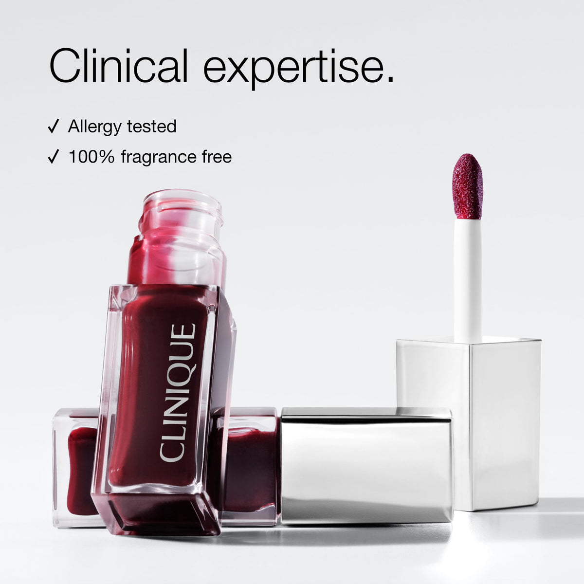Clinique award badge with product showing 2025 Allure Best of Beauty recognition benefit